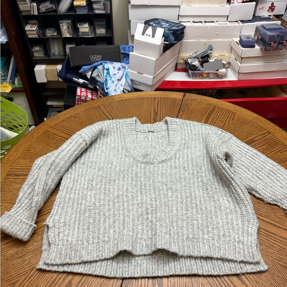 Free People Heather Gray Scoop Neck Sweater